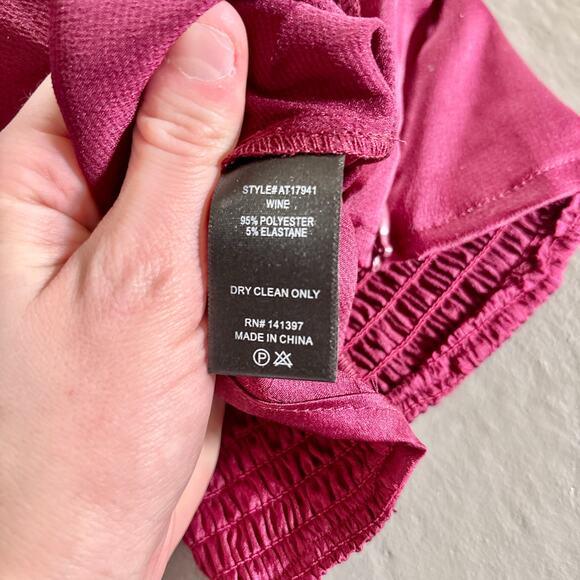 ASTR The Label Wine Red Milkmaid Balloon Sleeve Top Size M NWT - Picture 14 of 14